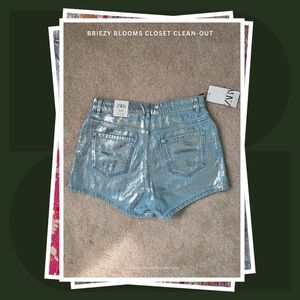 NWT Zara Silver Denim Skort